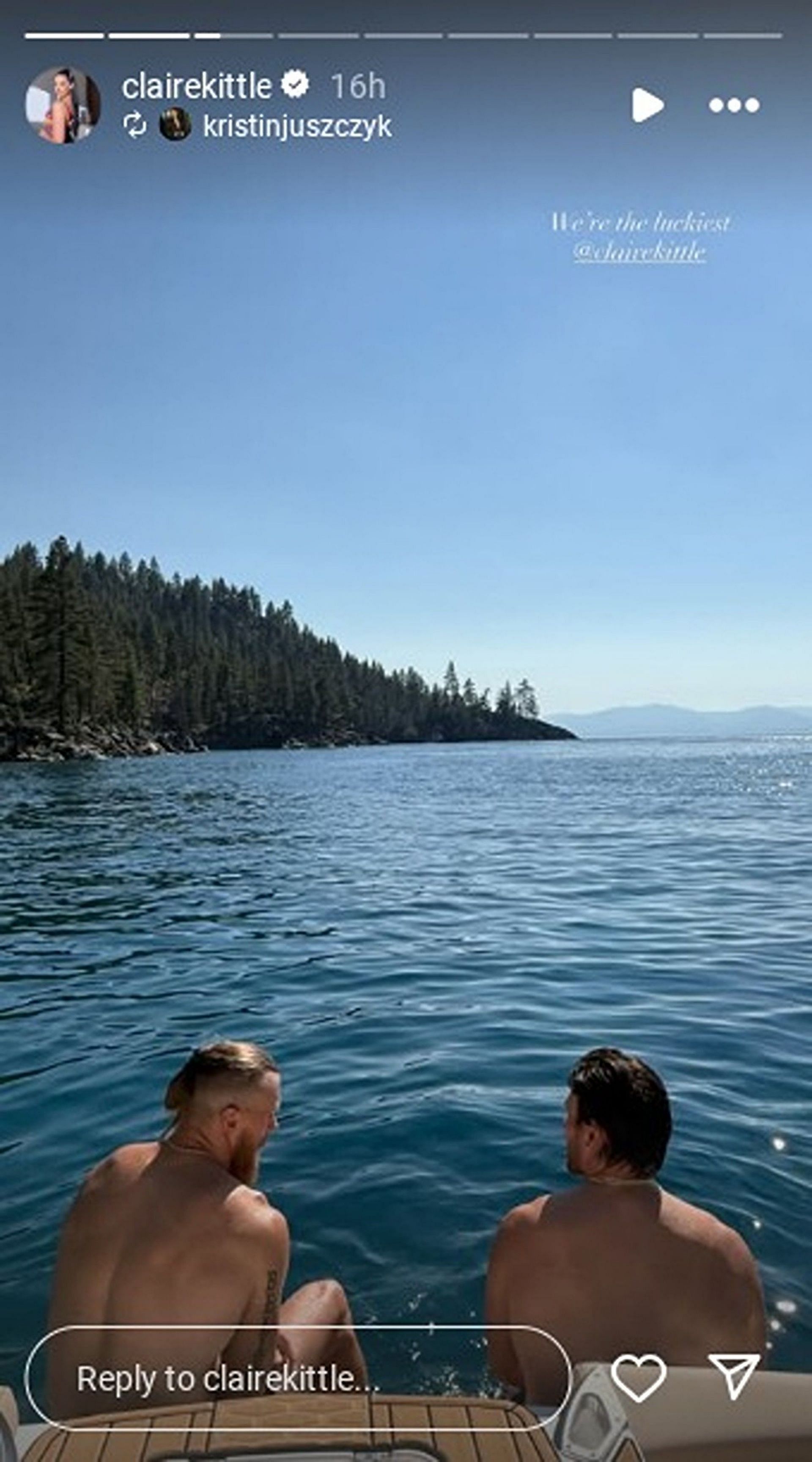 Kyle Juszczyk's wife Kristin sends 4-word message as George Kittle and 49ers All-Pro FB hangs out by Lake Tahoe /@clairekittle